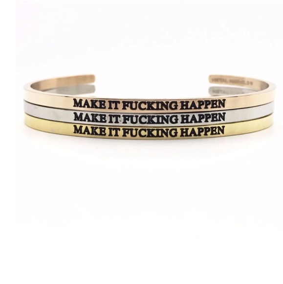 Gold "Make It Happen" Bangel - Picture 1 of 3